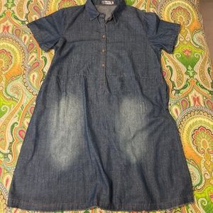 Wang Yi Ge Blue Midi Denim Shirt Dress - Size 2XL (fits like US L) - Like New!